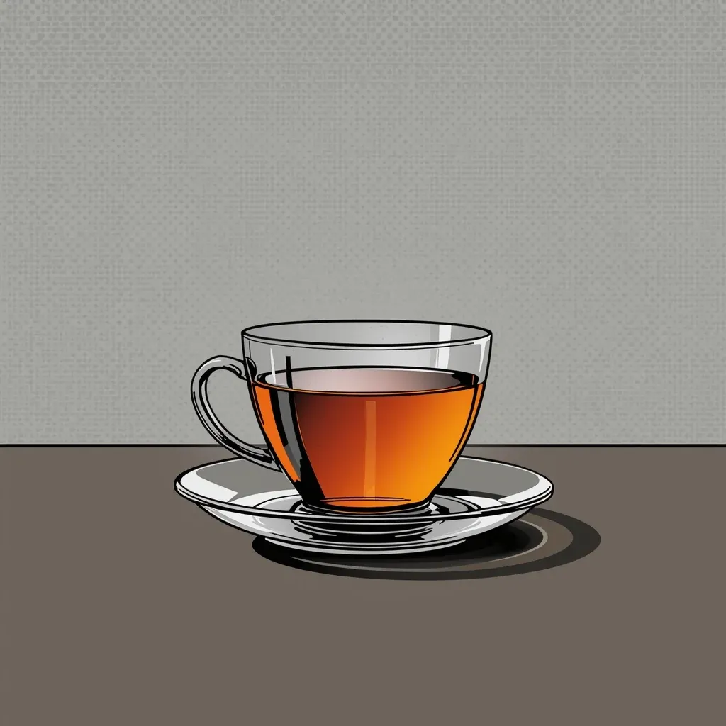 Comic illustration of a glass cup of amber tea