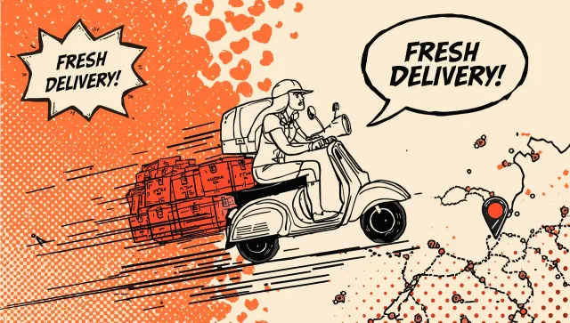 Comic illustration of kombucha delivery in Maharashtra