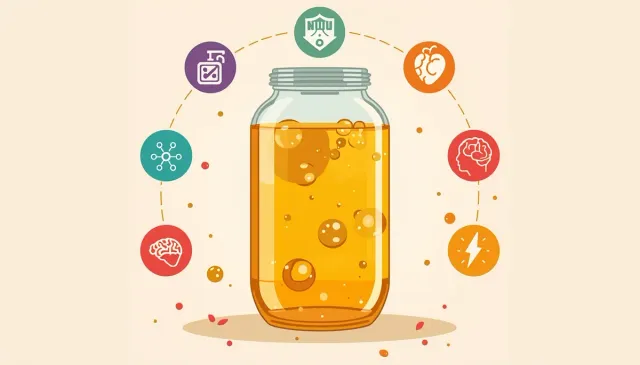 Comic illustration of kombucha health benefits