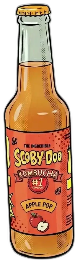 Comic illustration of the Scoby Doo Apple Pop bottle
