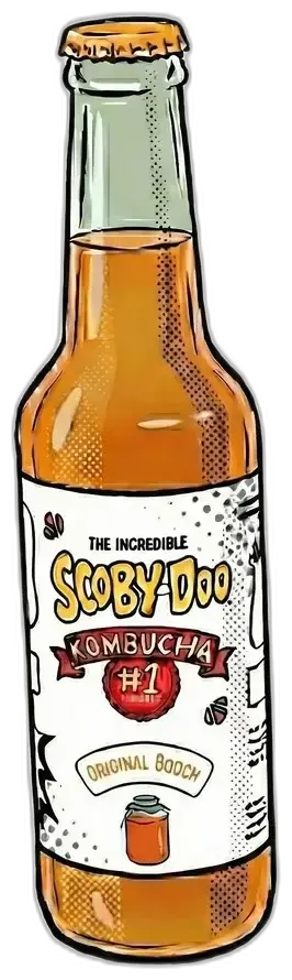 Comic illustration of the Scoby Doo Original Booch bottle
