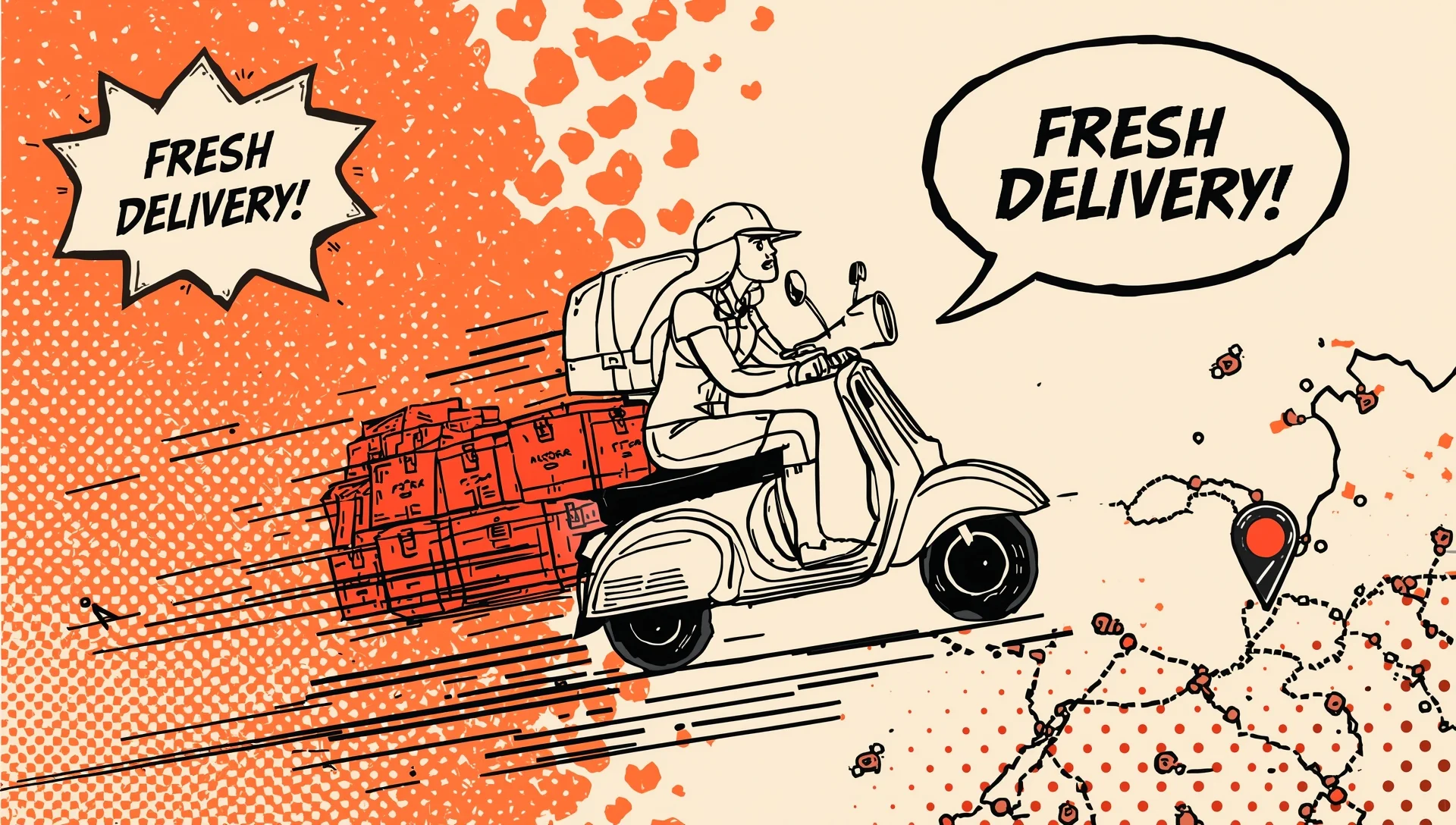 Comic illustration of kombucha delivery in Maharashtra