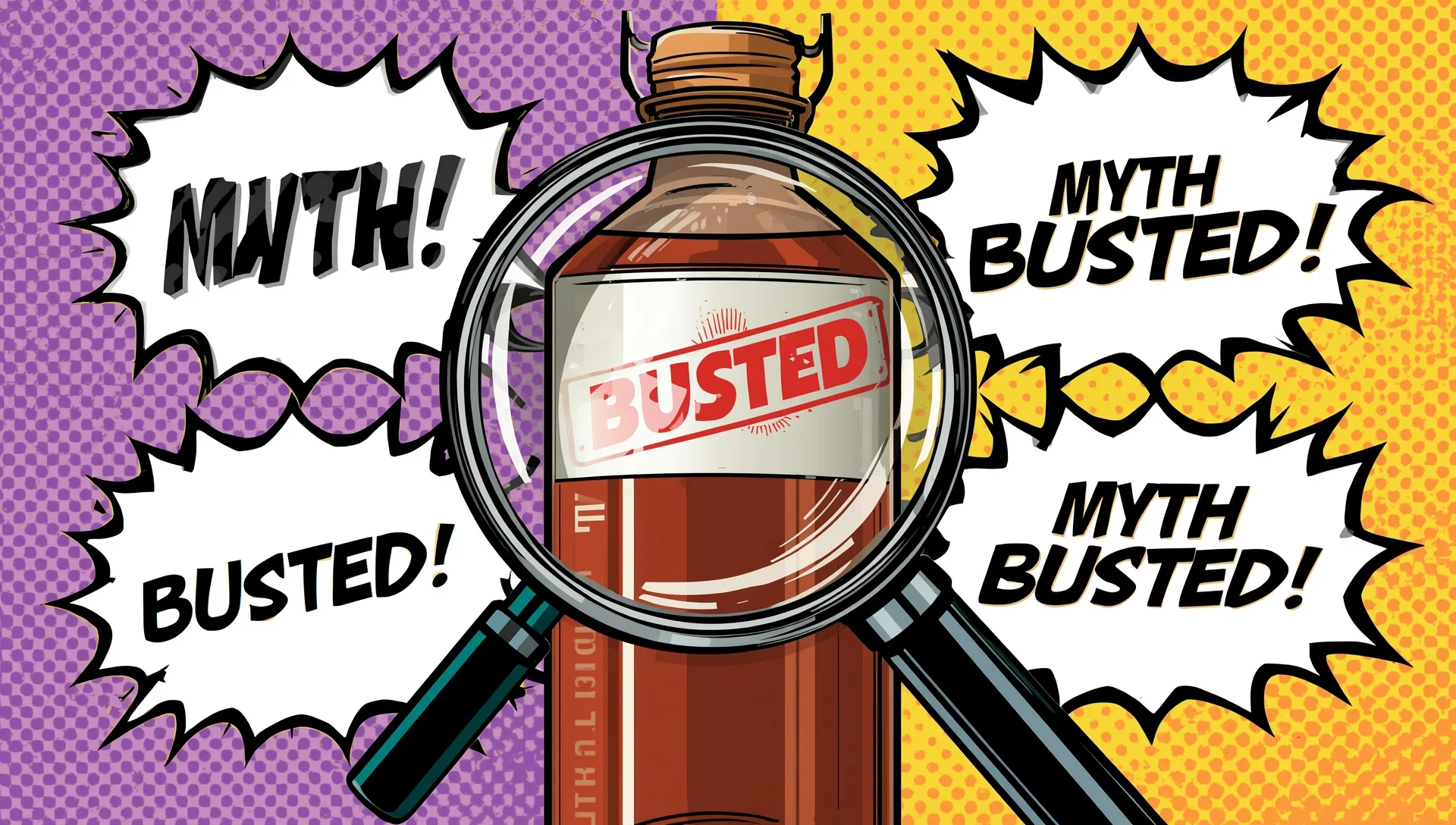 Comic illustration debunking kombucha myths