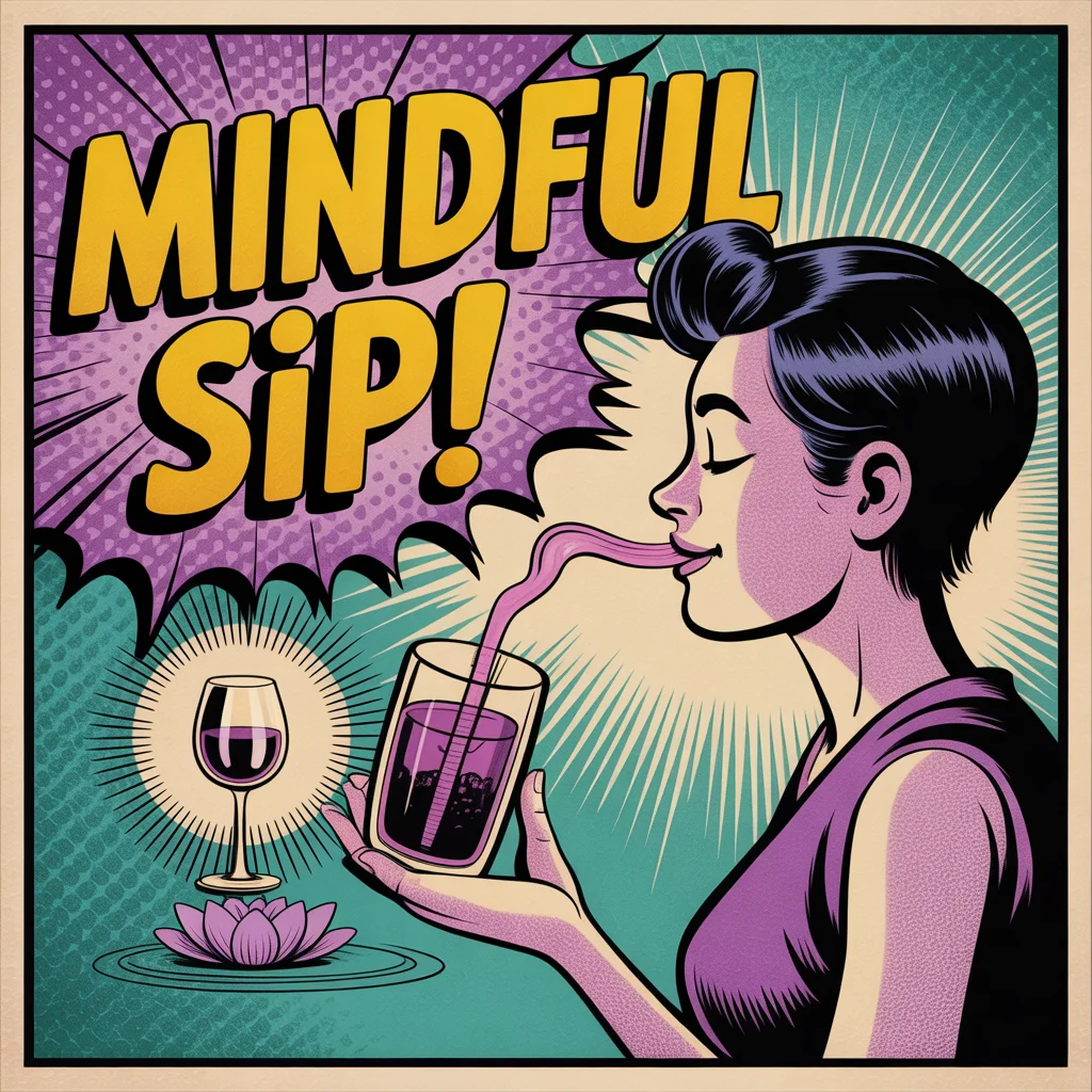 Comic illustration of person meditating with kombucha