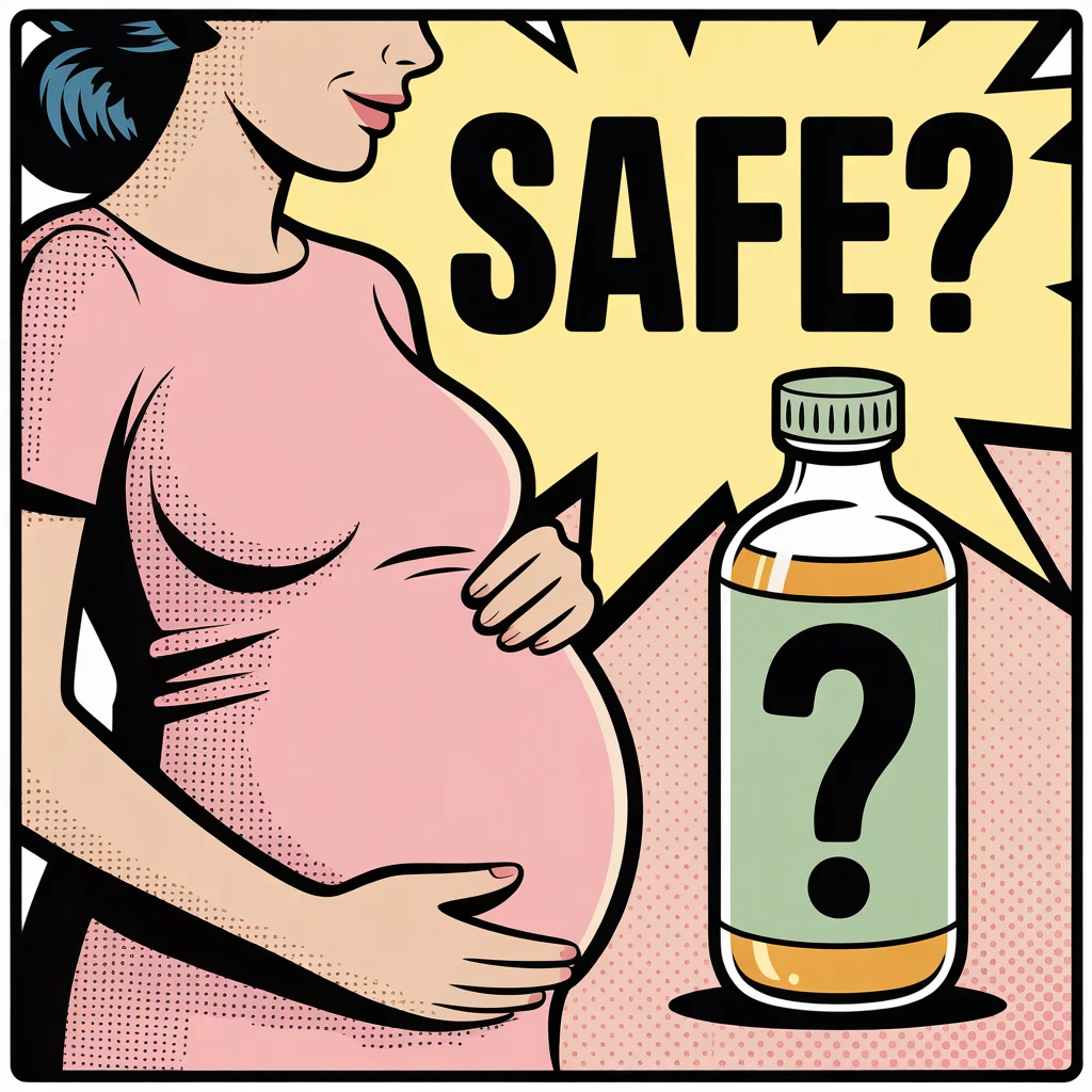 Comic illustration about kombucha and pregnancy safety